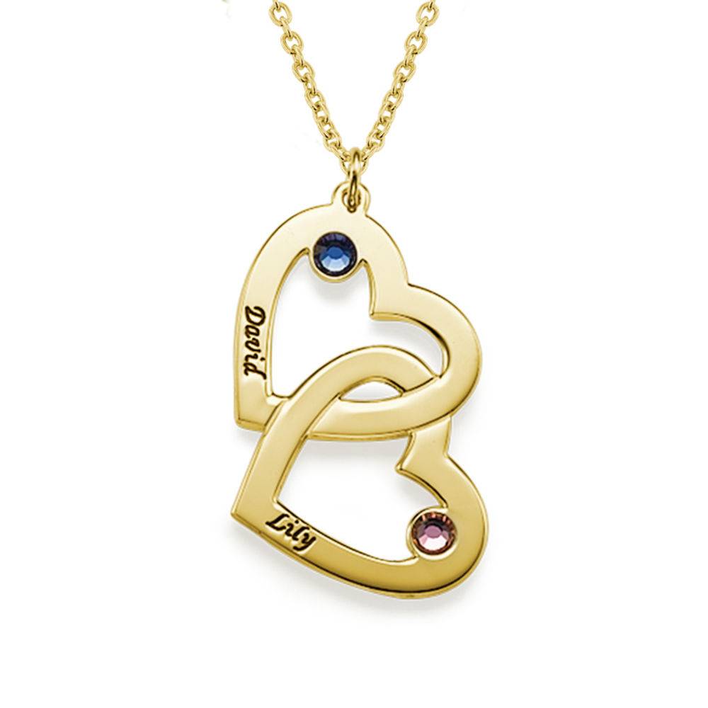 Collar Corazón en Corazón con Piedras de Nacimiento en Baño de Oro-1 foto de producto