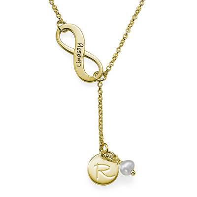 Collar Infinito y con Piedra de Nacimiento e Inicial en Chapa de Oro-2 foto de producto