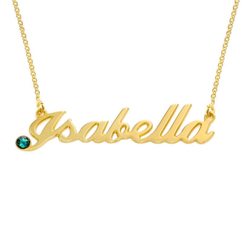Collar con Nombre con Piedra de Nacimiento en Vermeil de Oro-1 foto de producto