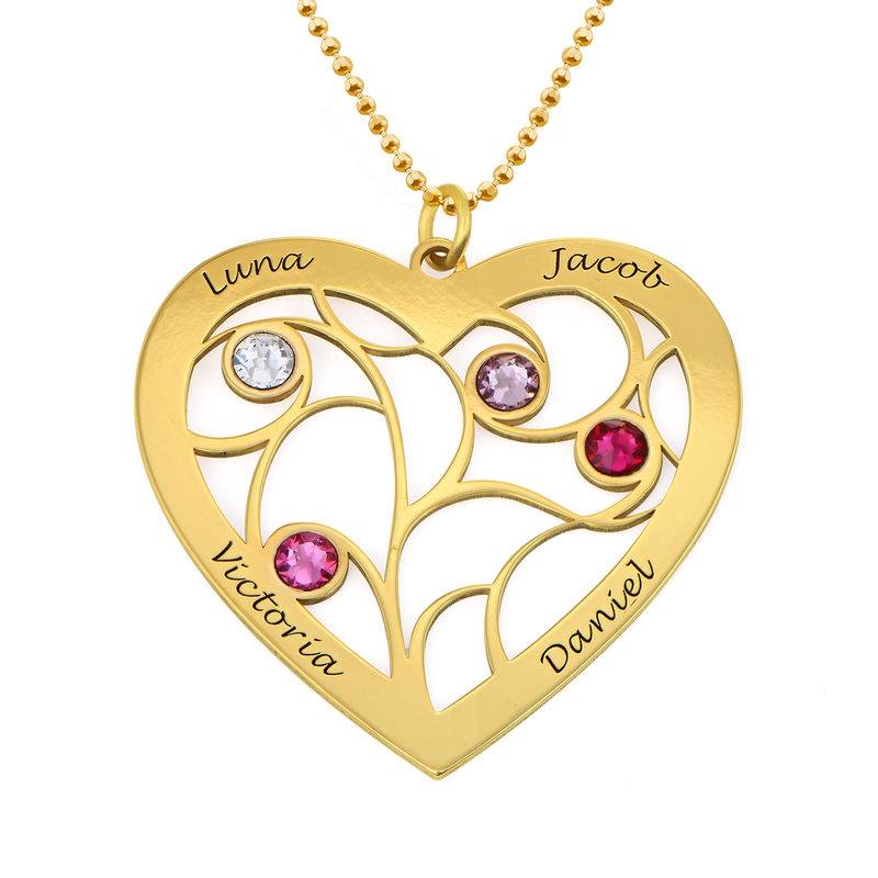 Collar Árbol de la Vida en Forma de Corazón con Piedras de Nacimiento en Oro Sólido 14K-1 foto de producto