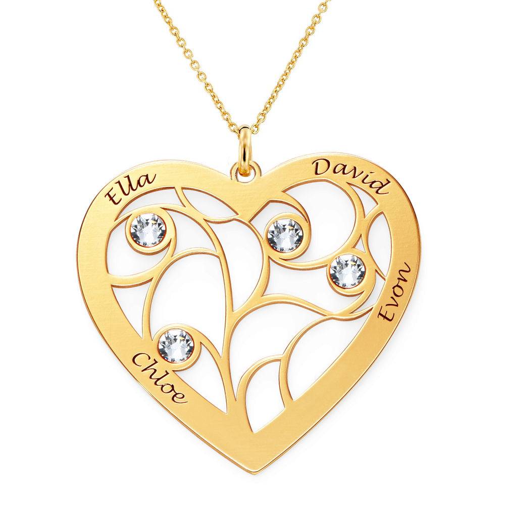 Collar Árbol de la Vida en Forma de Corazón con Piedras de Nacimiento en Vermeil de Oro-7 foto de producto