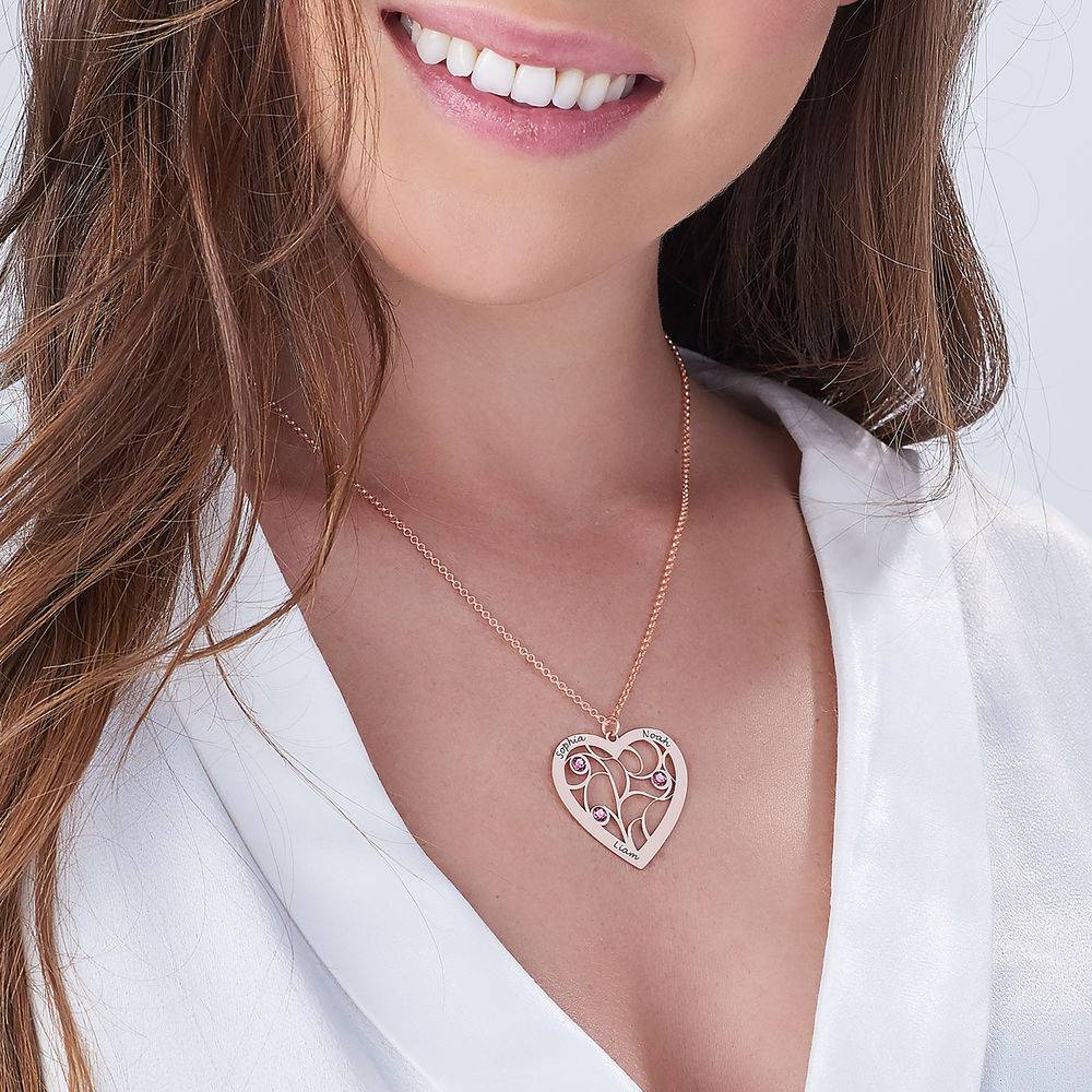 Collar Árbol de la Vida en Forma de Corazón con Piedras de Nacimiento en Chapado de Oro Rosa-2 Collar Árbol de la Vida en Forma de Corazón con Piedras de Nacimiento en Chapado de Oro Rosa-2 foto de producto