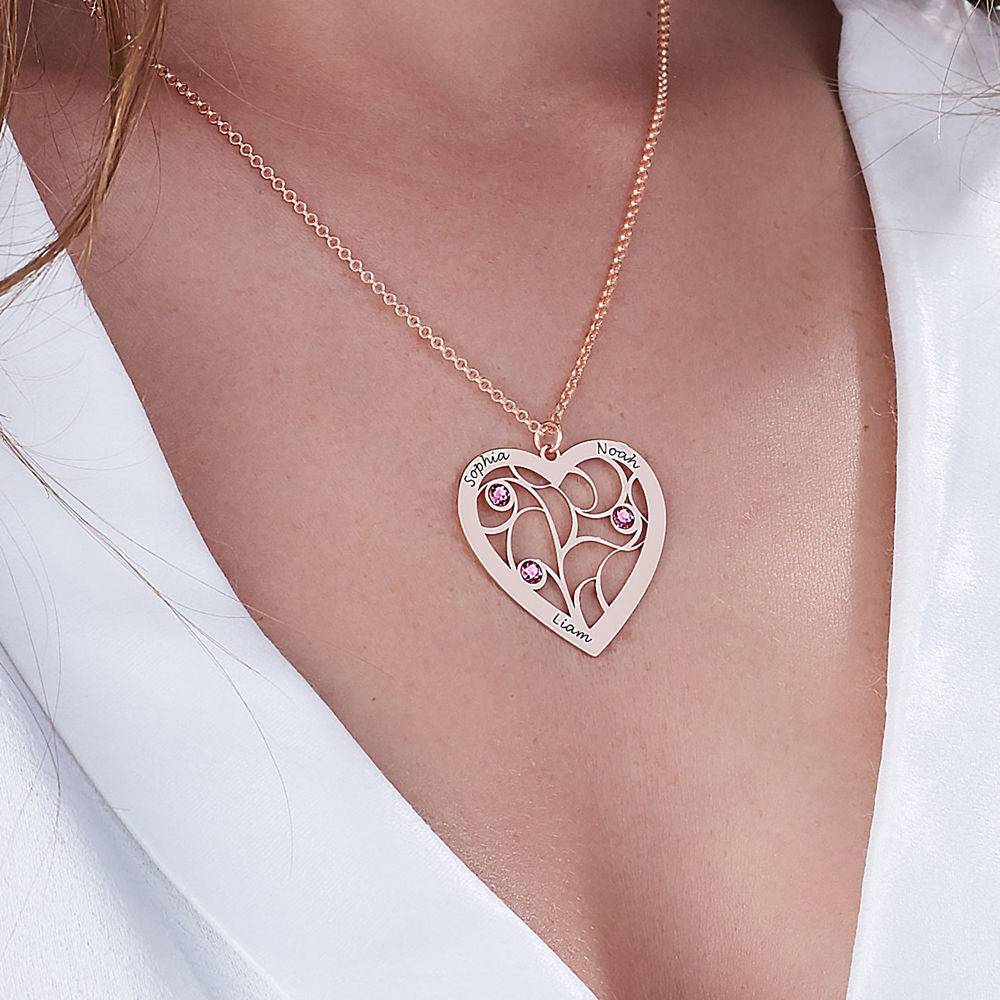 Collar Árbol de la Vida en Forma de Corazón con Piedras de Nacimiento en Chapado de Oro Rosa-3 Collar Árbol de la Vida en Forma de Corazón con Piedras de Nacimiento en Chapado de Oro Rosa-3 foto de producto