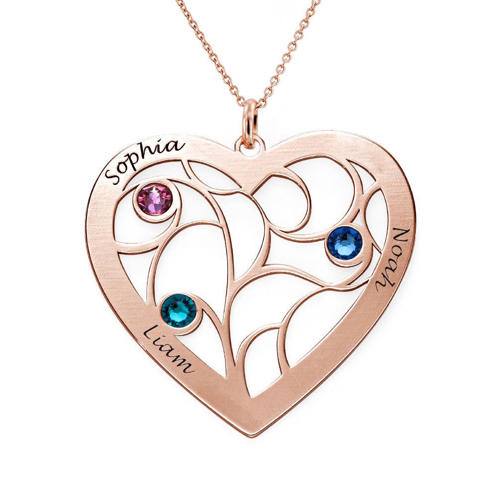 Collar Árbol de la Vida en Forma de Corazón con Piedras de Nacimiento en Chapado de Oro Rosa-1 Collar Árbol de la Vida en Forma de Corazón con Piedras de Nacimiento en Chapado de Oro Rosa-1 foto de producto