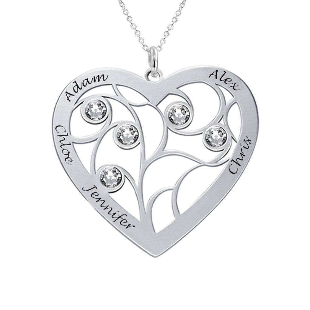 Collar Árbol de la Vida en Forma de Corazón con Piedras de Nacimiento en Plata-4 Collar Árbol de la Vida en Forma de Corazón con Piedras de Nacimiento en Plata-4 foto de producto