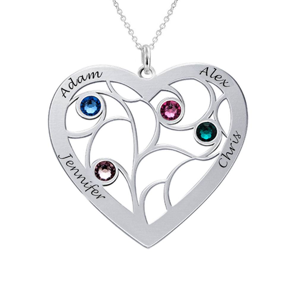 Collar Árbol de la Vida en Forma de Corazón con Piedras de Nacimiento en Plata-3 Collar Árbol de la Vida en Forma de Corazón con Piedras de Nacimiento en Plata-3 foto de producto