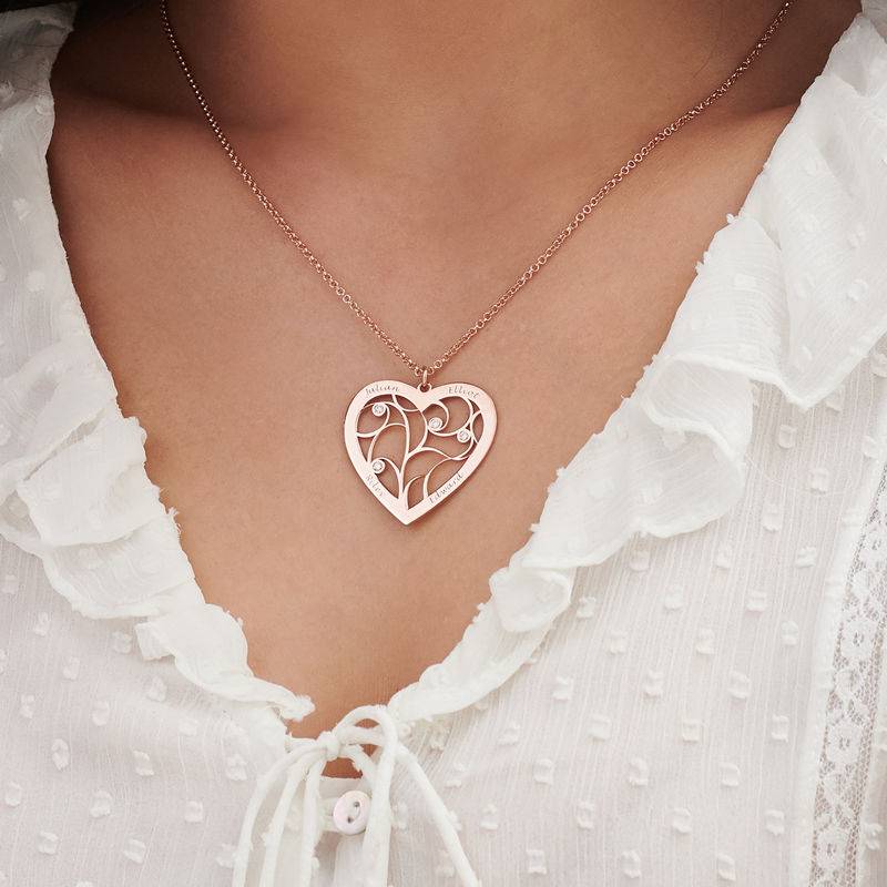 Collar Árbol de la Vida en Forma de Corazón con Diamantes en Chapado de Oro Rosa-2 Collar Árbol de la Vida en Forma de Corazón con Diamantes en Chapado de Oro Rosa-2 foto de producto
