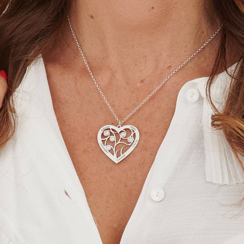 Collar Árbol de la Vida en Forma de Corazón con Diamantes en Plata-2 foto de producto
