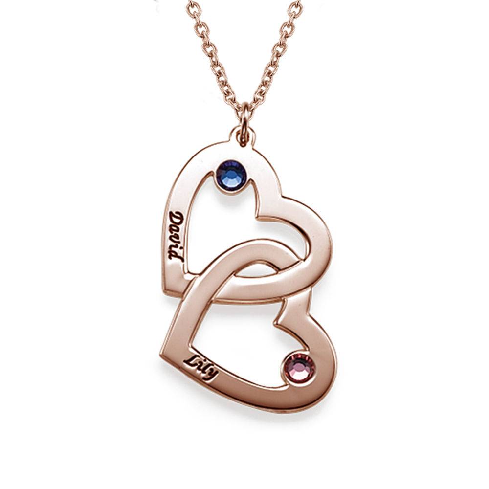 Collar Corazón en Corazón con Piedras de Nacimiento en Chapa de Oro Rosa-2 foto de producto