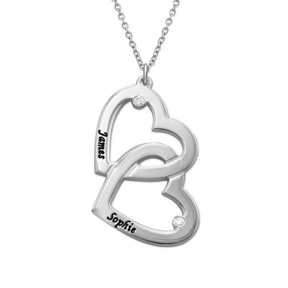 Collar Corazón en Corazón con Diamantes en Plata-1 Collar Corazón en Corazón con Diamantes en Plata-1 foto de producto