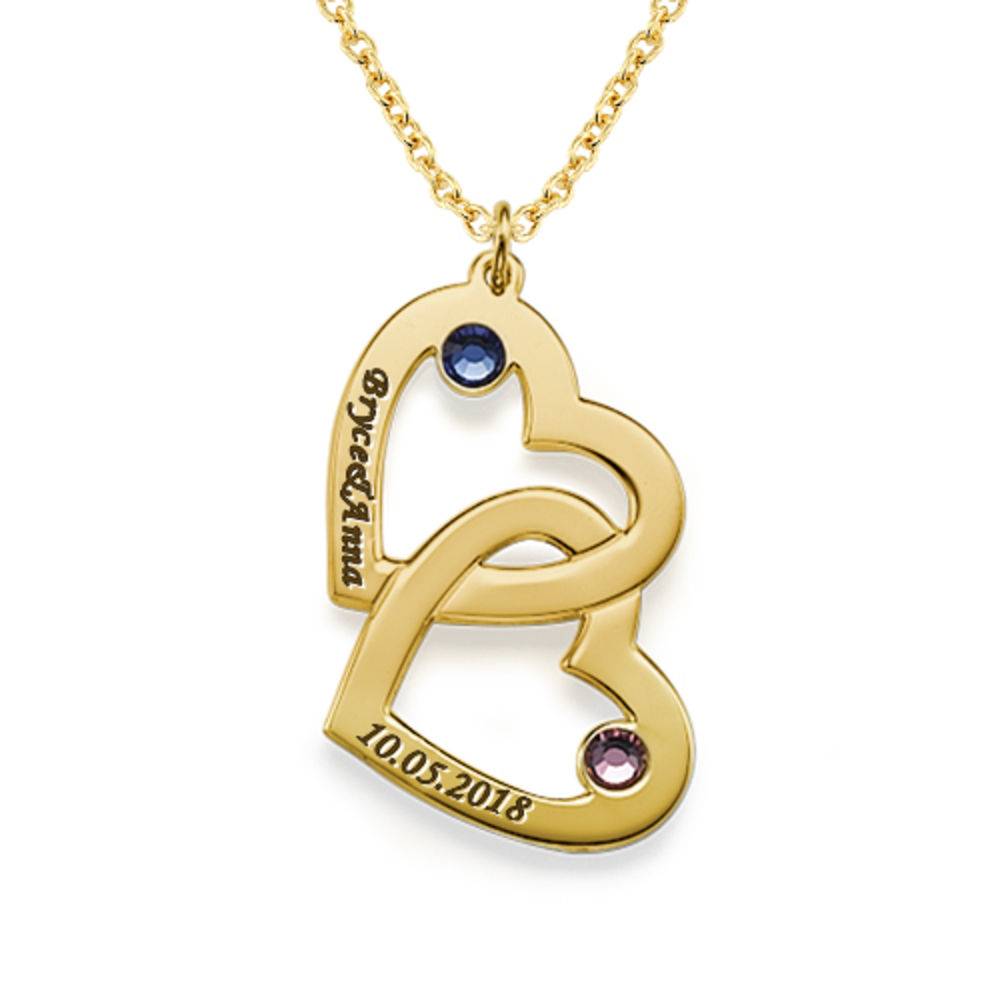 Collar Corazón en Corazón con Piedras de Nacimiento en  Vermeil de Oro-2 foto de producto