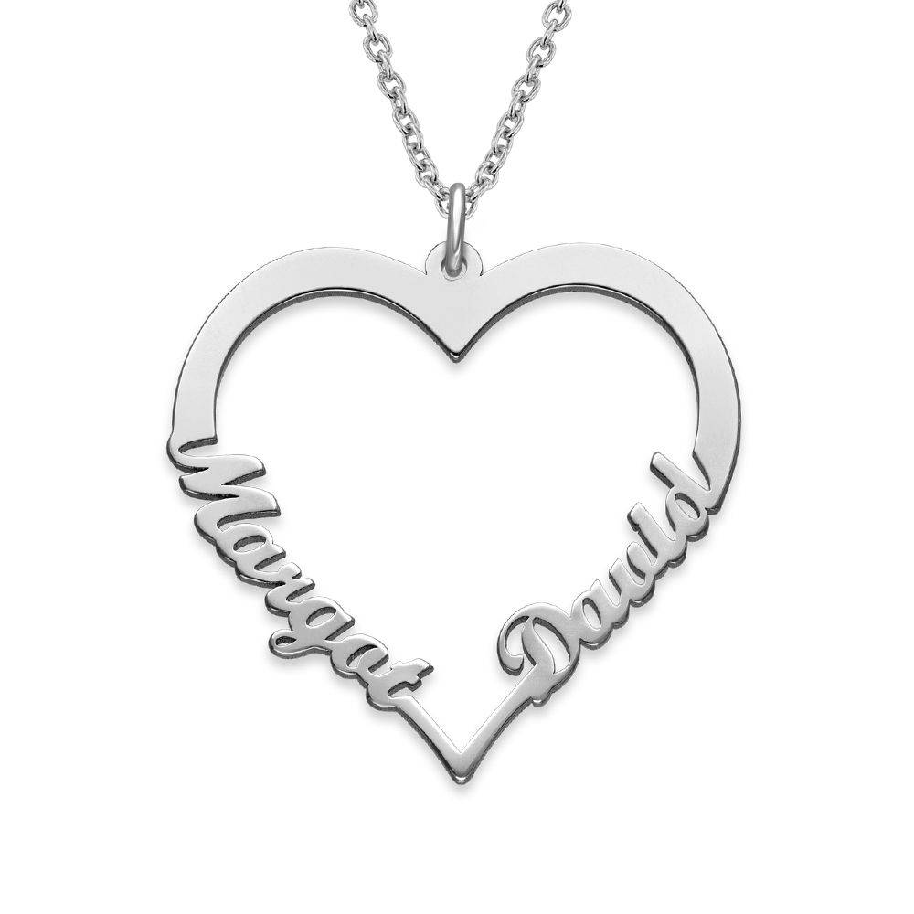 Collar de Contorno de Corazón con Dos Nombres en Plata-1 foto de producto
