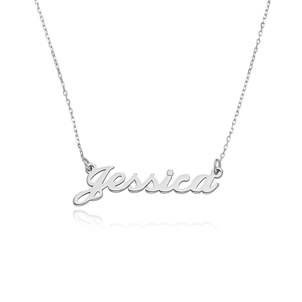 Collar con Nombre Hollywood Pequeño en Oro Blanco 10K-1 Collar con Nombre Hollywood Pequeño en Oro Blanco 10K-1 foto de producto