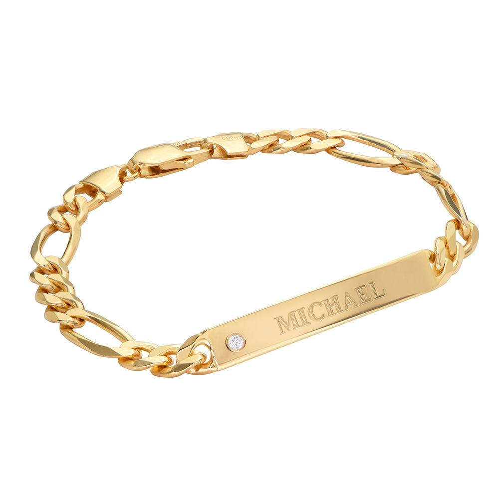 Pulsera con Identificación Estilo Amigo para Hombres con Diamante en Baño de Oro-1 foto de producto