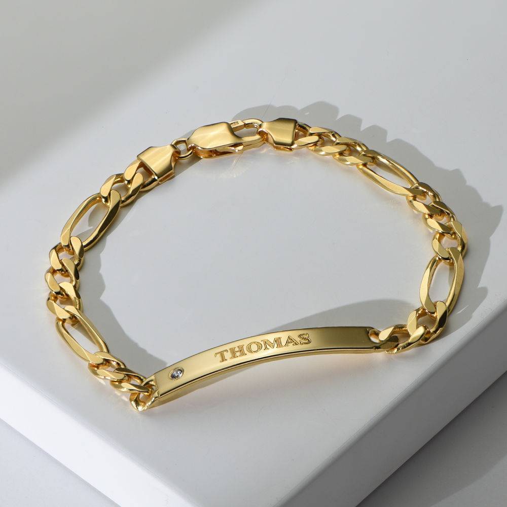 Pulsera con Identificación Estilo Amigo para Hombres con Diamante en Vermeil de Oro-1 foto de producto
