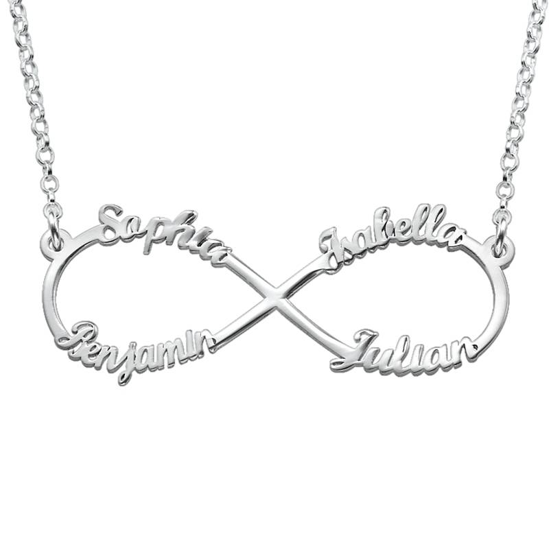 Collar Infinito de 4 Nombres en Plata Esterlina-1 foto de producto
