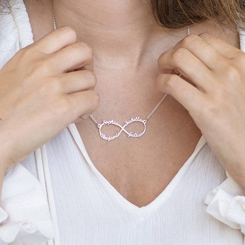 Collar Infinito de 4 Nombres en Plata Esterlina-3 foto de producto
