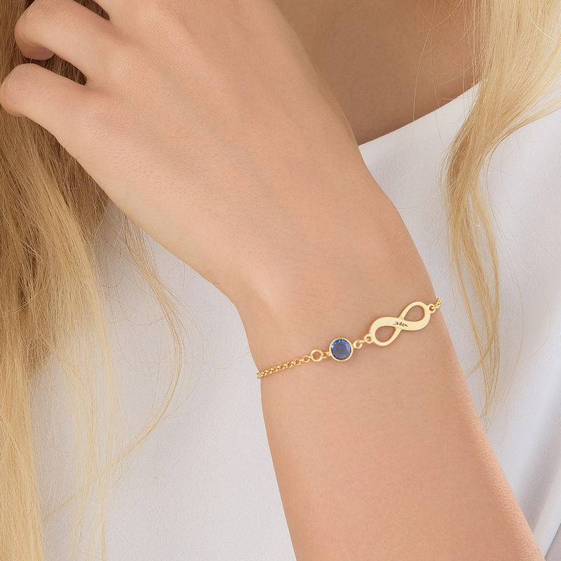 Pulsera Infinito con Piedra de Nacimiento en Vermeil de Oro-4 foto de producto