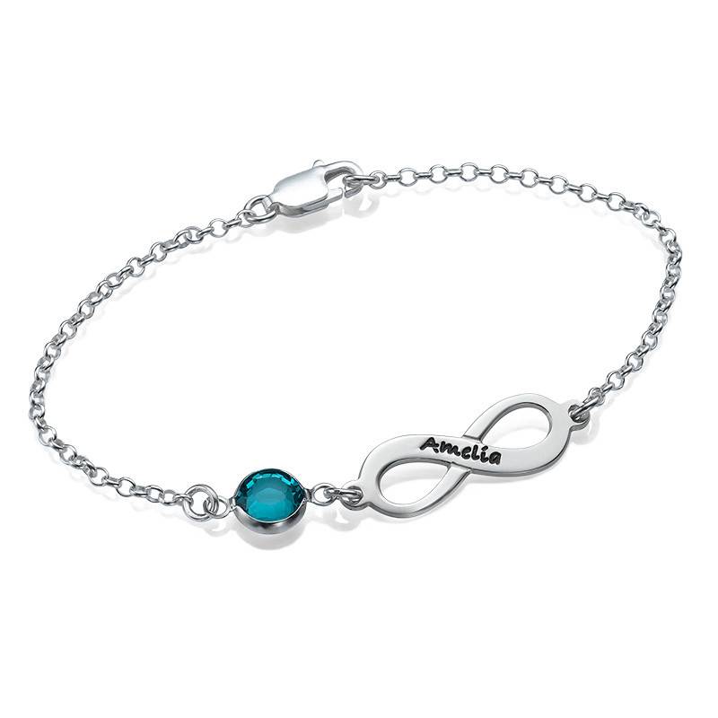Pulsera Infinito con Piedra de Nacimiento en Plata Esterlina-1 foto de producto