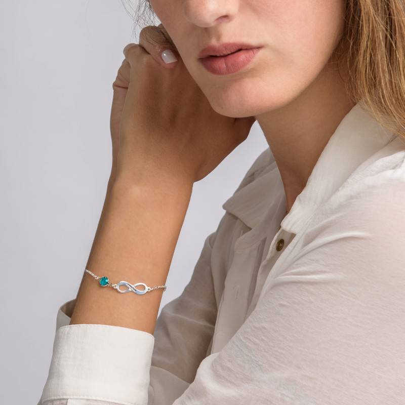 Pulsera Infinito con Piedra de Nacimiento en Plata Esterlina-3 foto de producto