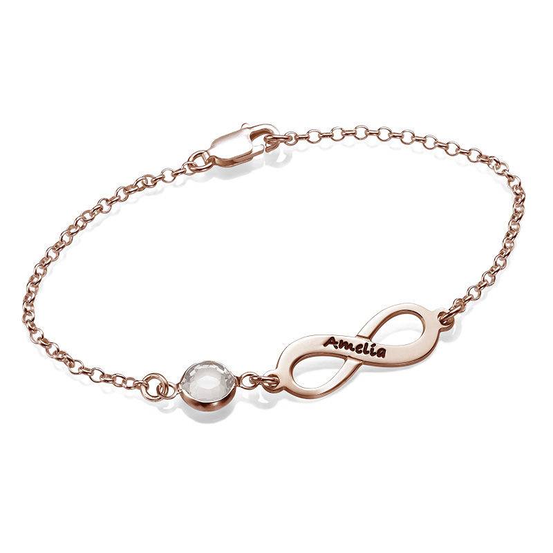Pulsera Infinito con Piedra de Nacimiento Enchapada en Oro Rosa-1 foto de producto