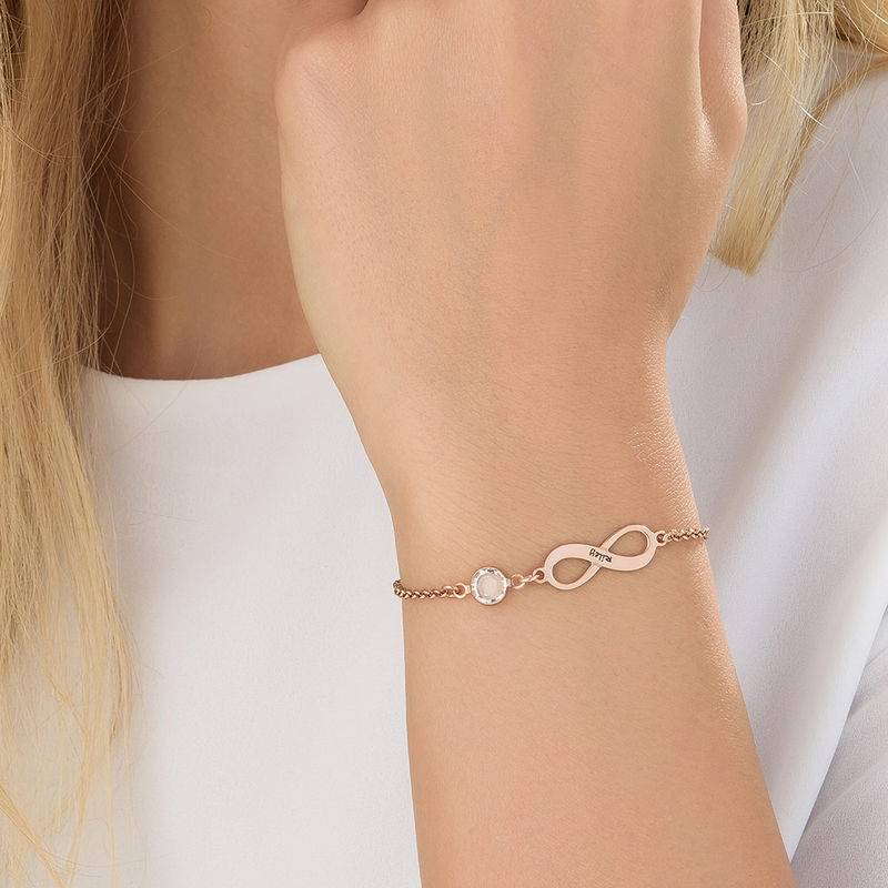 Pulsera Infinito con Piedra de Nacimiento Enchapada en Oro Rosa-4 foto de producto