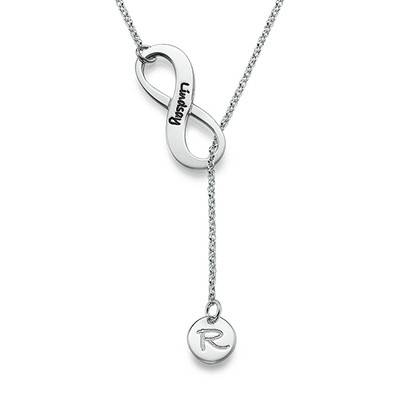 Collar Infinito y con Piedra de Nacimiento e Inicial en Plata Esterlina-2 foto de producto