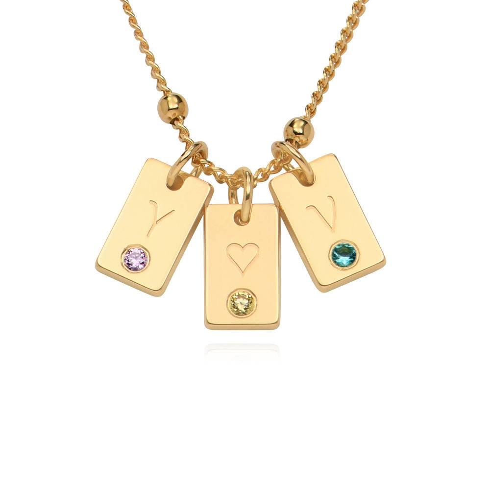 Collar Inicial de Colgantes con Piedra de Nacimiento en Baño de Oro-1 Collar Inicial de Colgantes con Piedra de Nacimiento en Baño de Oro-1 foto de producto