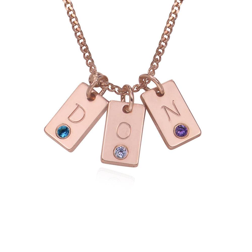 Collar Inicial de Colgantes con Piedra de Nacimiento en Chapa de Oro Rosa-1 Collar Inicial de Colgantes con Piedra de Nacimiento en Chapa de Oro Rosa-1 foto de producto