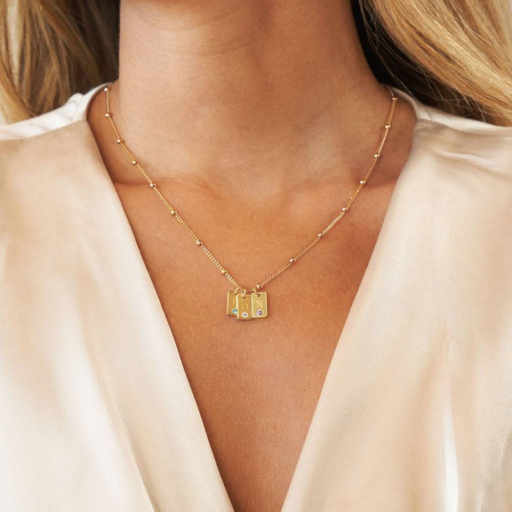 Collar Inicial de Colgantes con Piedra de Nacimiento en Vermeil de Oro-4 foto de producto