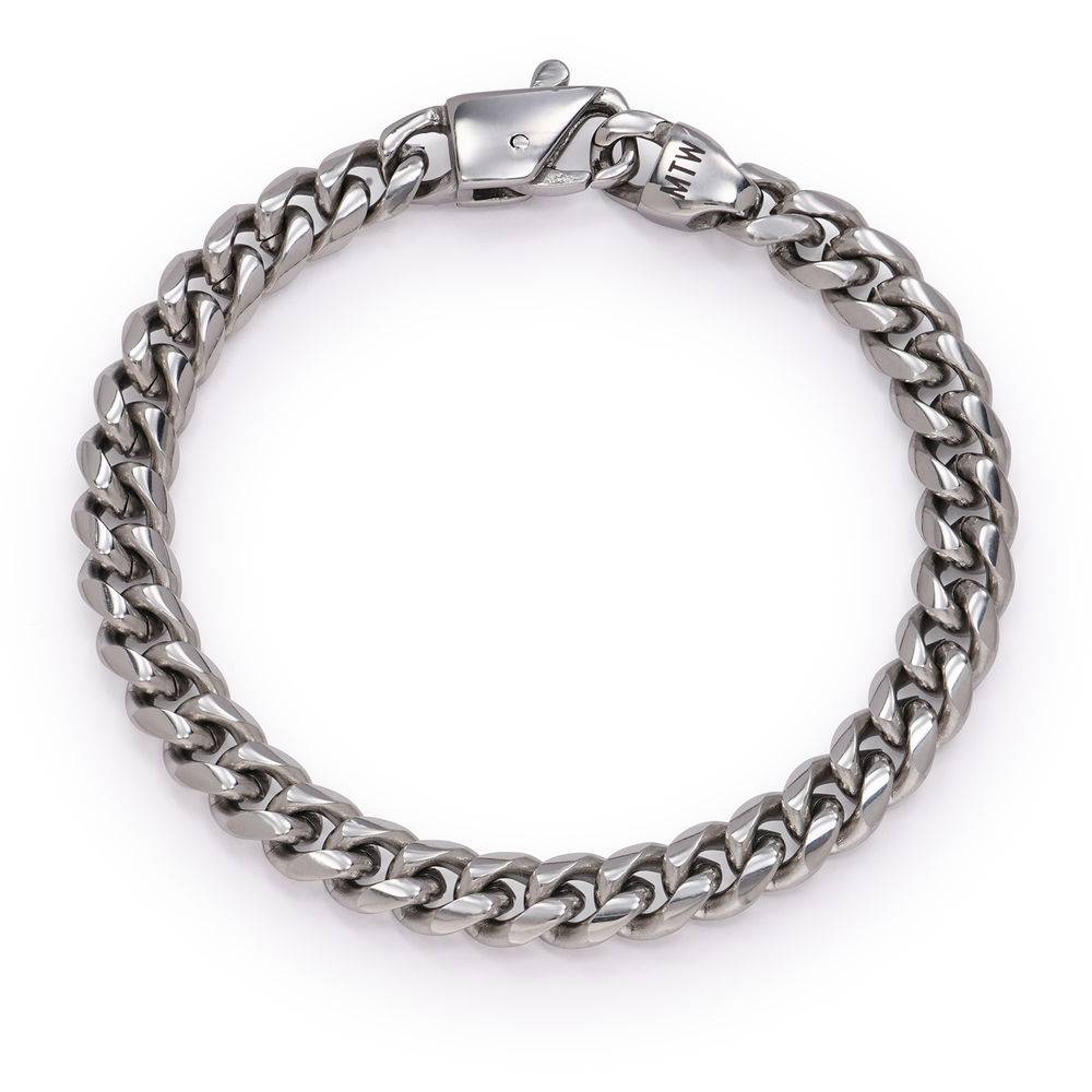 Pulsera Inicial de Cadena Cubana para Hombre en Acero Inoxidable-1 foto de producto