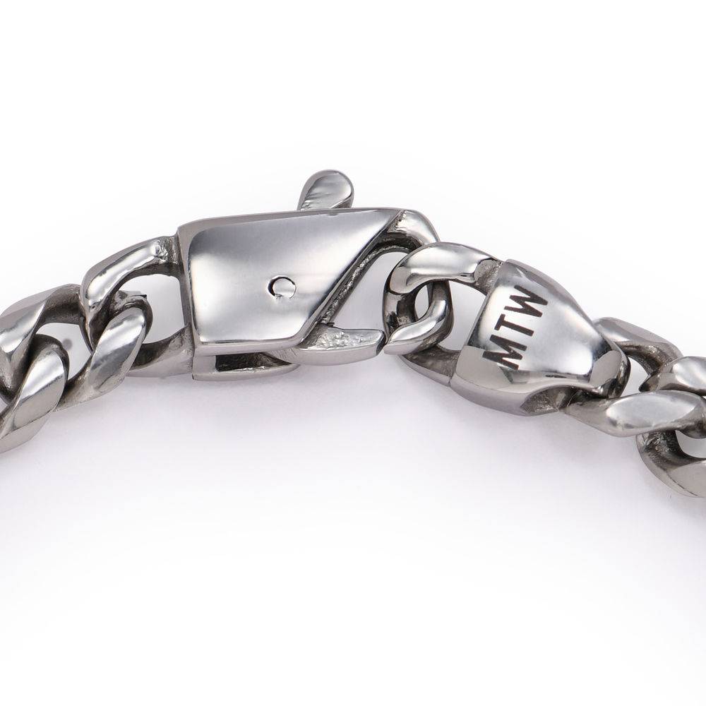 Pulsera Inicial de Cadena Cubana para Hombre en Acero Inoxidable-4 foto de producto