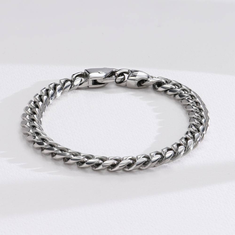 Pulsera Inicial de Cadena Cubana para Hombre en Acero Inoxidable-5 foto de producto