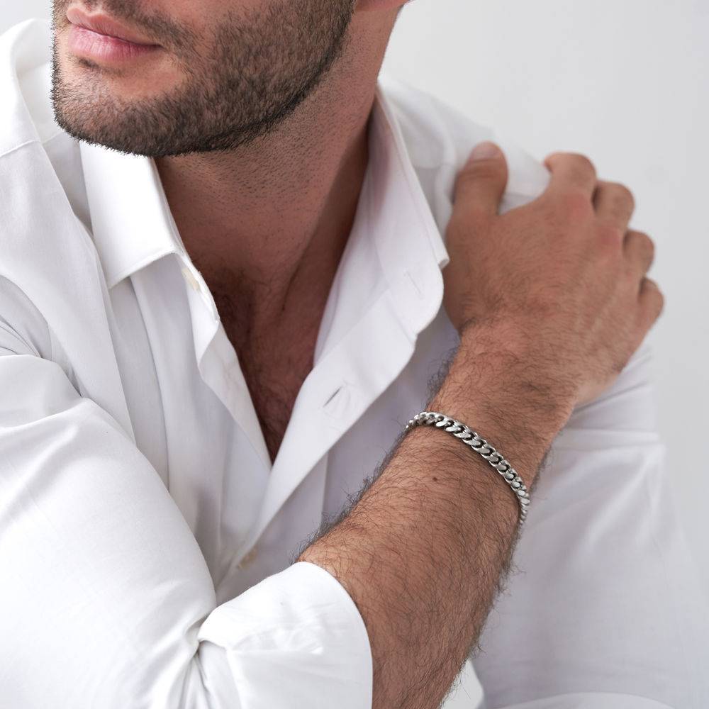 Pulsera Inicial de Cadena Cubana para Hombre en Acero Inoxidable-2 foto de producto