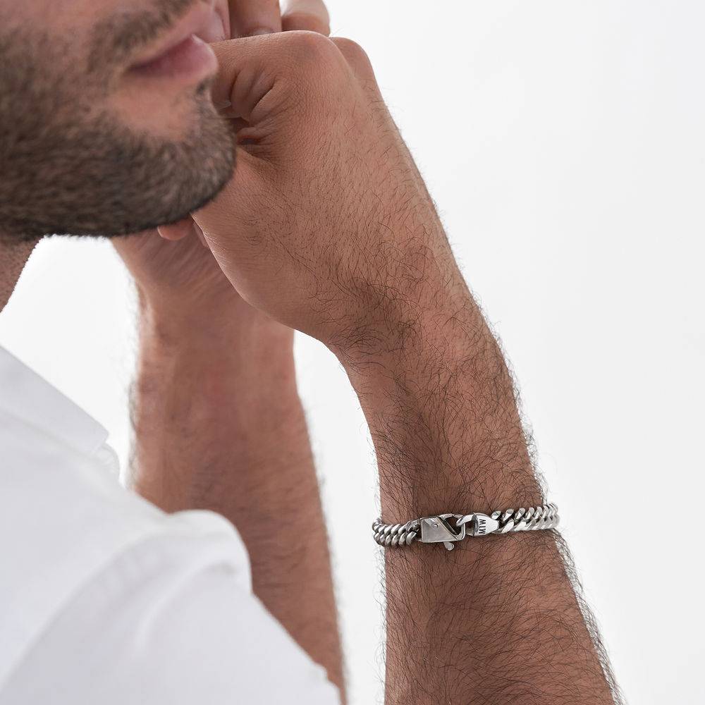 Pulsera Inicial de Cadena Cubana para Hombre en Acero Inoxidable-3 foto de producto