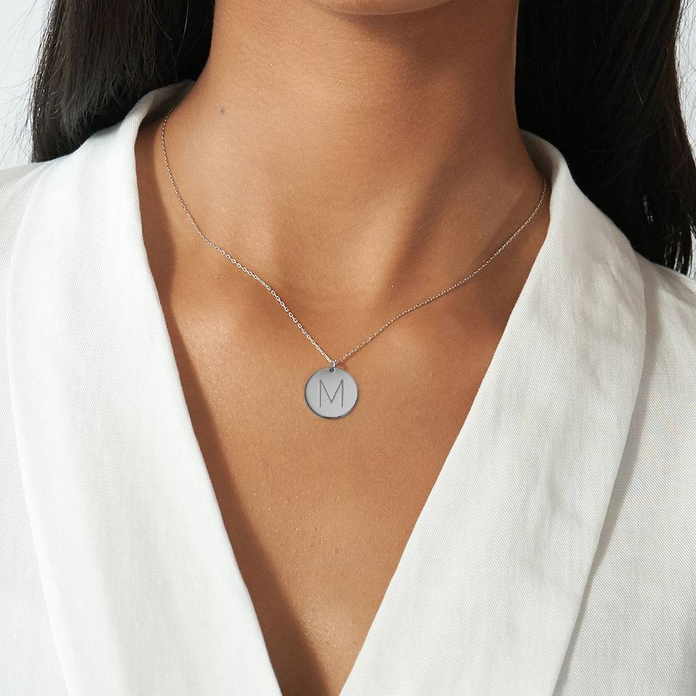 Collar con Colgantes Iniciales en Oro Blanco 10K-2 foto de producto