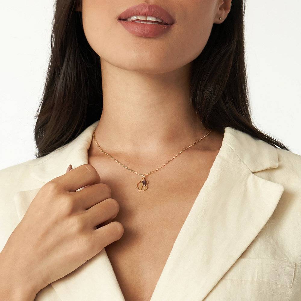 Collar Inicial con Piedra de Nacimiento en Vermeil de Oro-3 Collar Inicial con Piedra de Nacimiento en Vermeil de Oro-3 foto de producto
