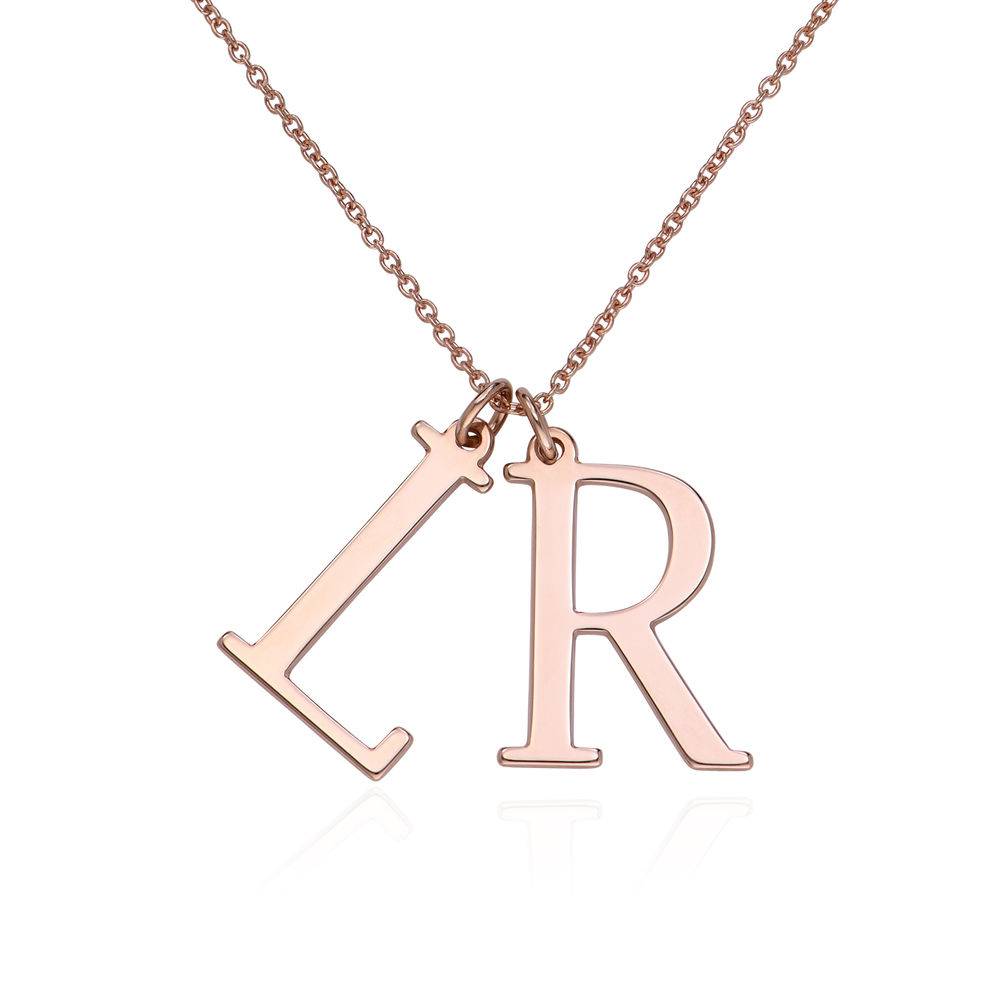 Collar con Dos Iniciales en Chapa de Oro Rosa-3 foto de producto