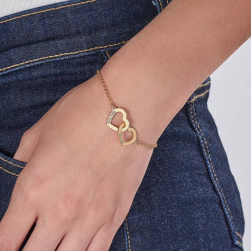 Pulsera Corazones Entrelazados Estilo Claire en Oro Sólido 14K-2 foto de producto