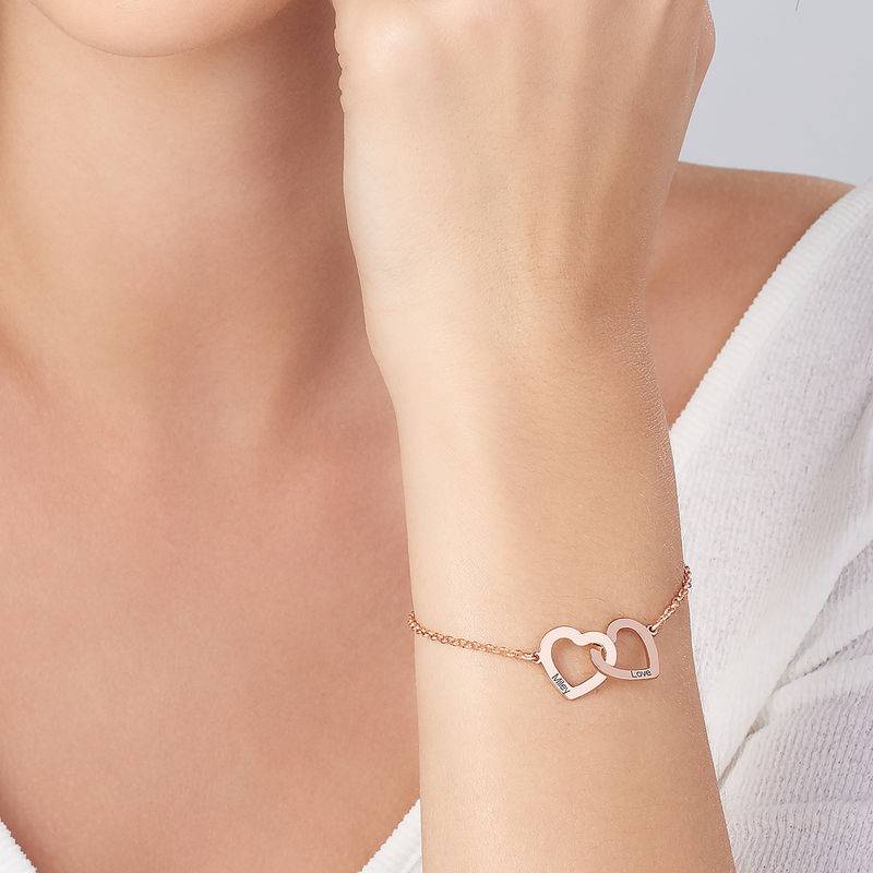 Pulsera Corazones Entrelazados Estilo Claire en Chapa de Oro Rosa-2 foto de producto