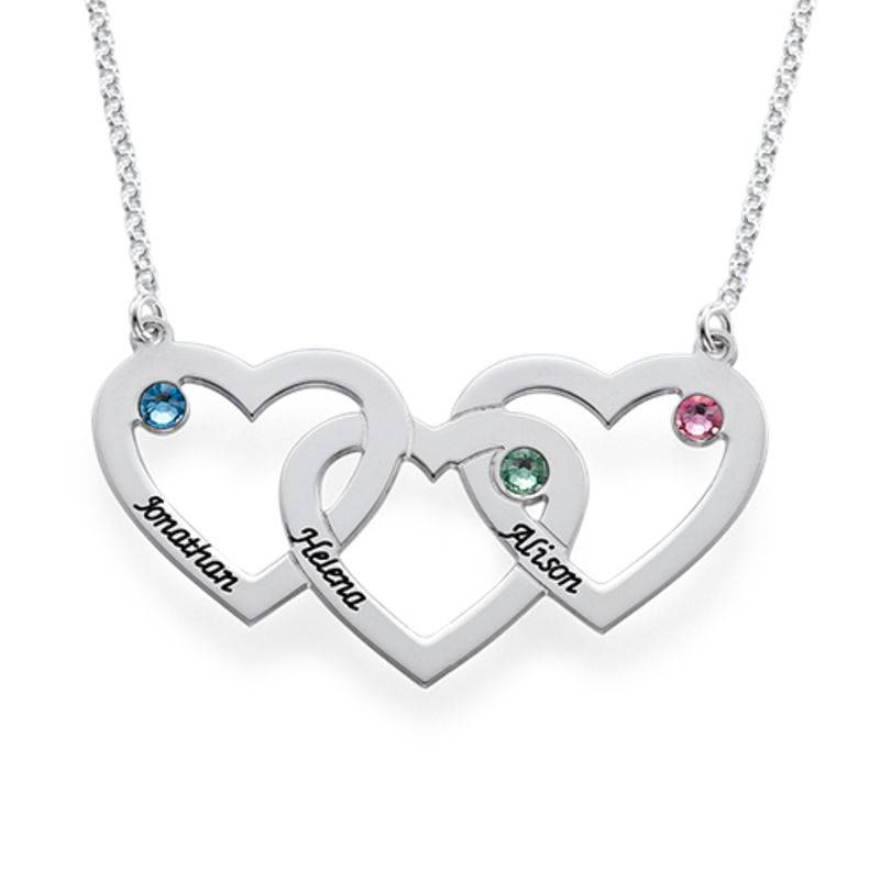 Collar Triple Corazón Entrelazado con Piedras en Plata Esterlina-1 foto de producto