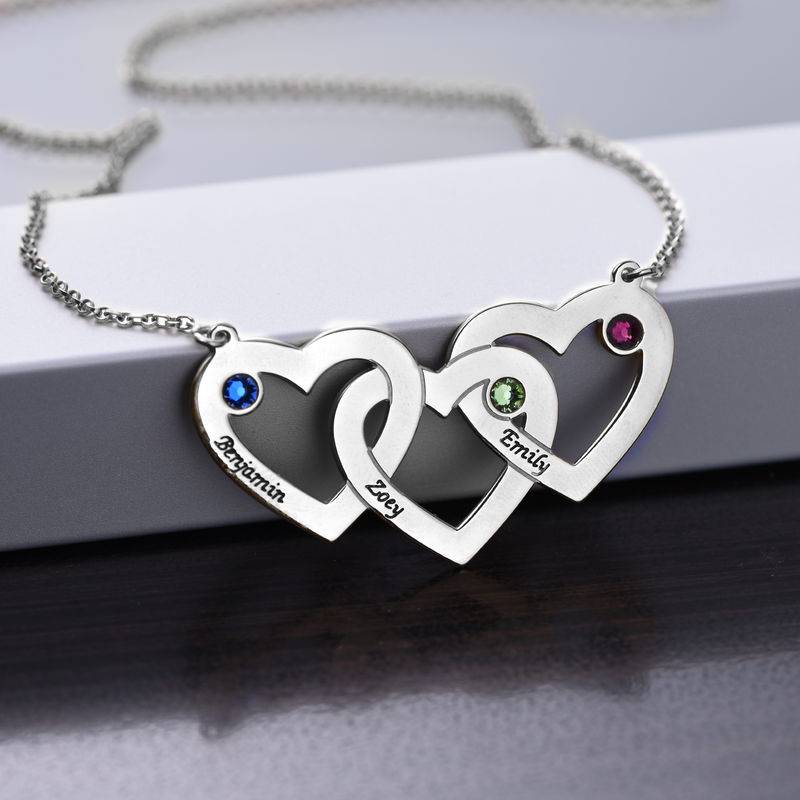 Collar Triple Corazón Entrelazado con Piedras en Plata Esterlina-2 foto de producto