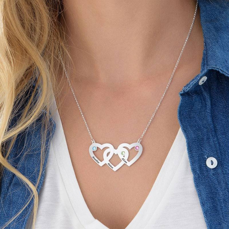 Collar Triple Corazón Entrelazado con Piedras en Plata Esterlina-4 foto de producto