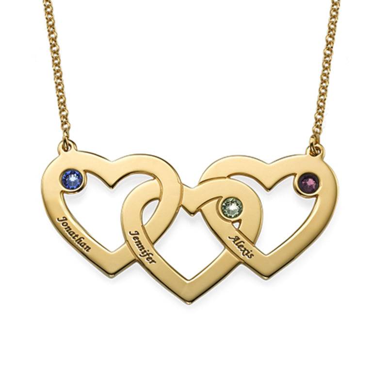 Collar Triple Corazón Entrelazado con Piedras en Vermeil de Oro-1 foto de producto