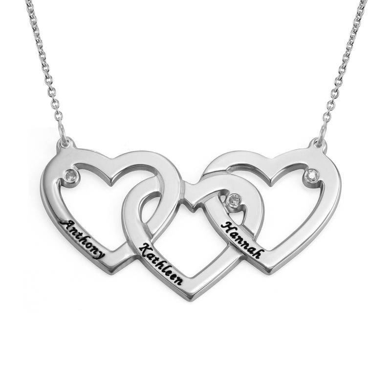 Collar Triple Corazón Entrelazado con Diamantes en Plata Esterlina-1 foto de producto
