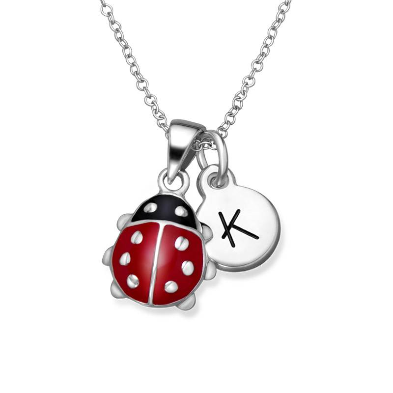 Collar de Mariquita para Niños con Encanto Disco en Plata Esterlina-2 foto de producto