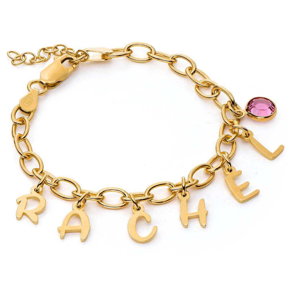 Pulsera de Encantos de Letras para Niñas en Chapa de Oro-1 foto de producto