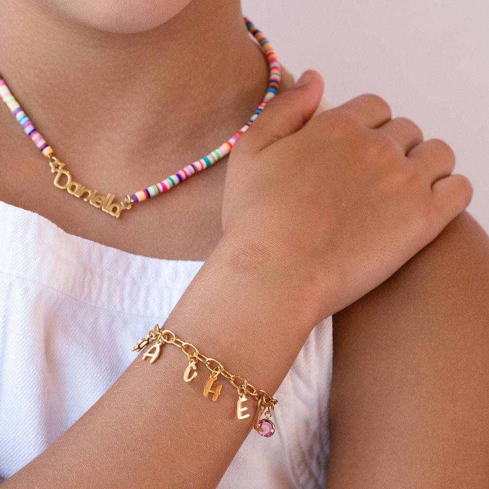 Pulsera de Encantos de Letras para Niñas en Chapa de Oro-2 foto de producto