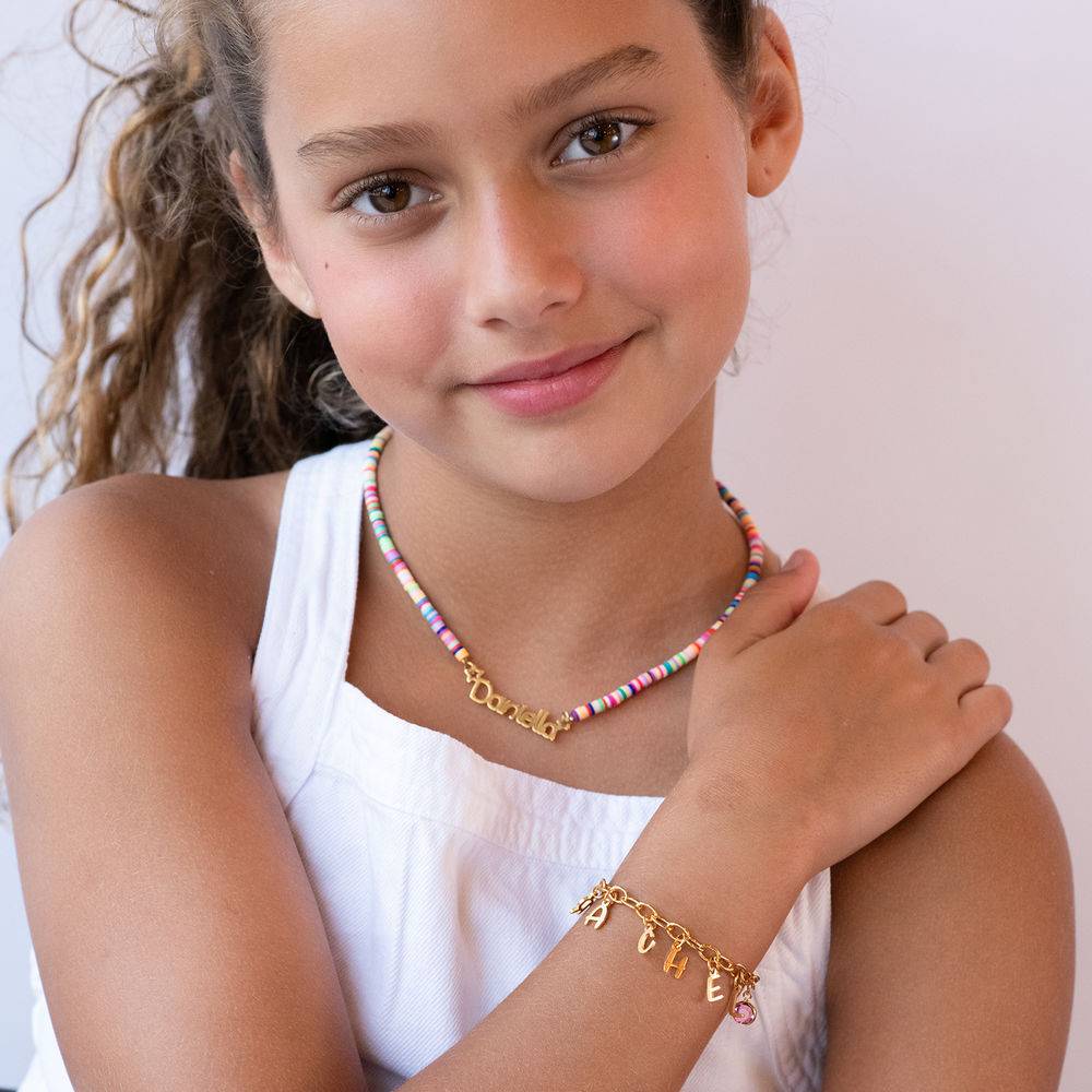 Pulsera de Encantos de Letras para Niñas en Chapa de Oro-3 foto de producto