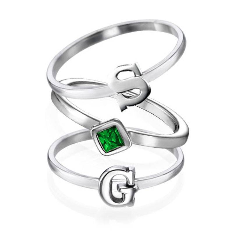 Anillo de Inicial en Plata Esterlina-5 foto de producto